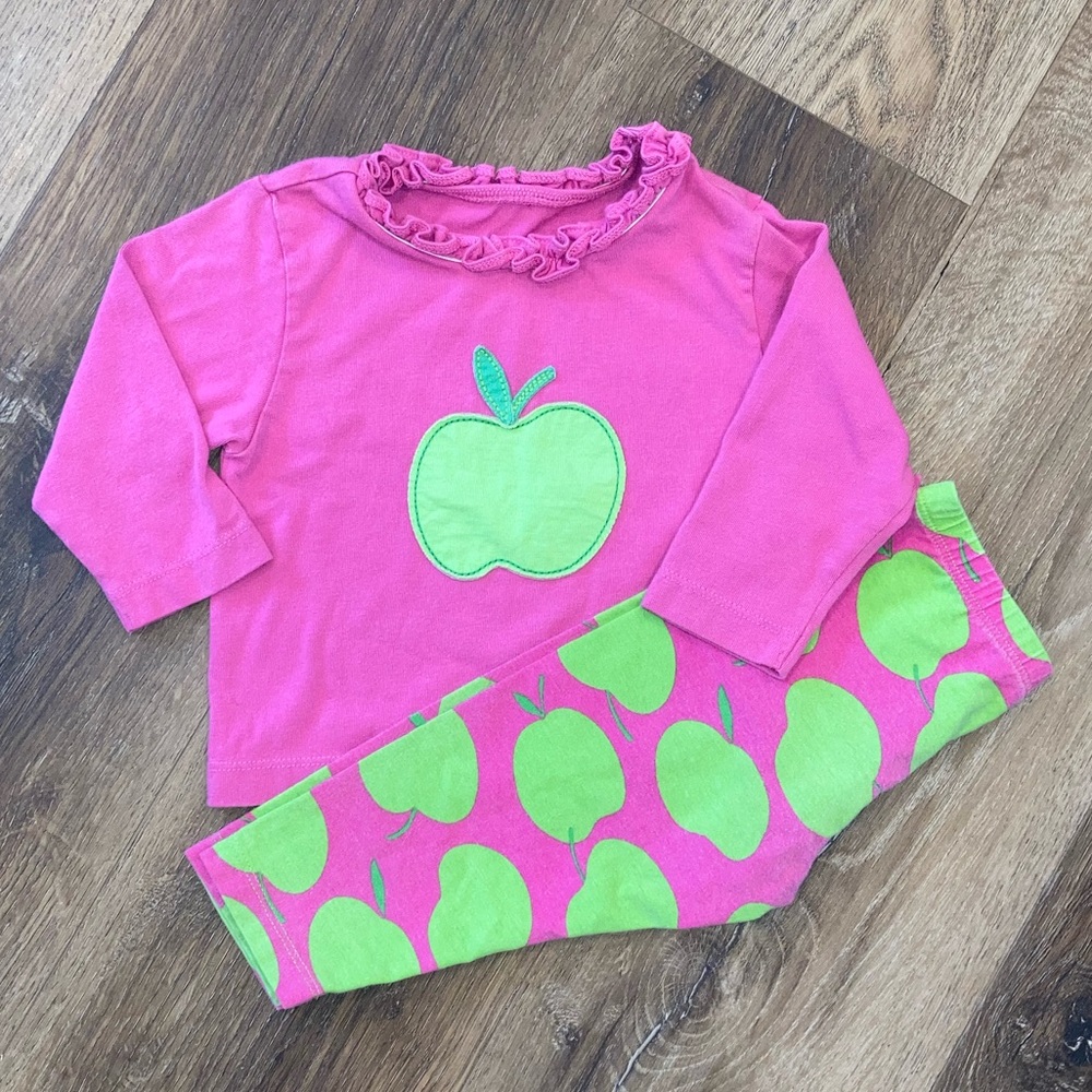 Kelly’s Kids Pink & Green Apple Matching Set Outfit Spring 12m